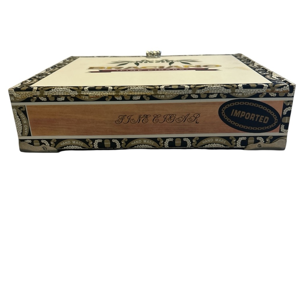 Red hat ladies cigar box tote with latch hook and gingham pattern inside. - Picture 4 of 6